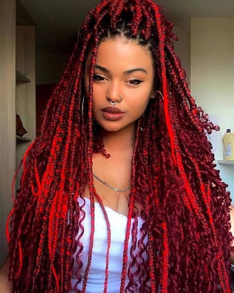 red box braids hairstyles|Red box braids